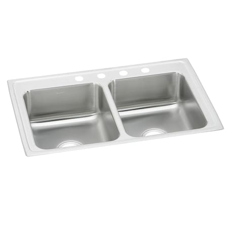 Elkay Pacemaker Stainless Steel 33 X 19-1/2 X 7-1/8 Equal Double Bowl Top Mount Sink PSR33195